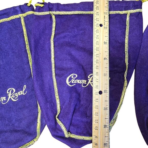 Lot of 5 Different Sizes Crown Royal Bags 13", 10", 9" Purple with Gold Pulls - Picture 8 of 8